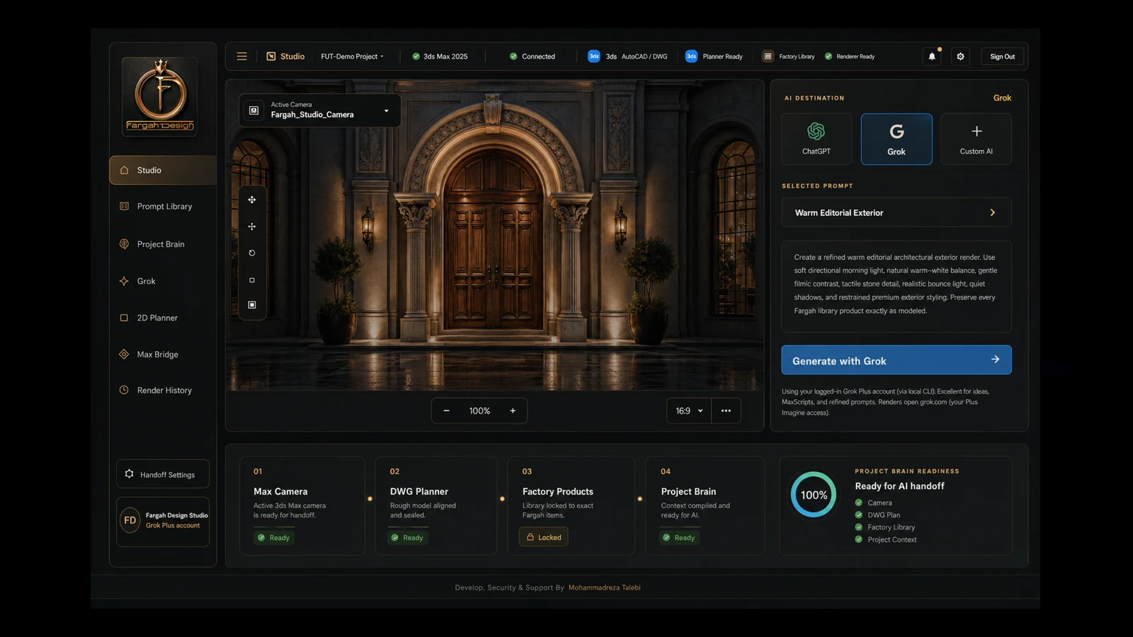 Fargah Design Studio interface